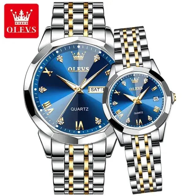 OLEVS কাপল ঘড়ি নীল (২পিস 
